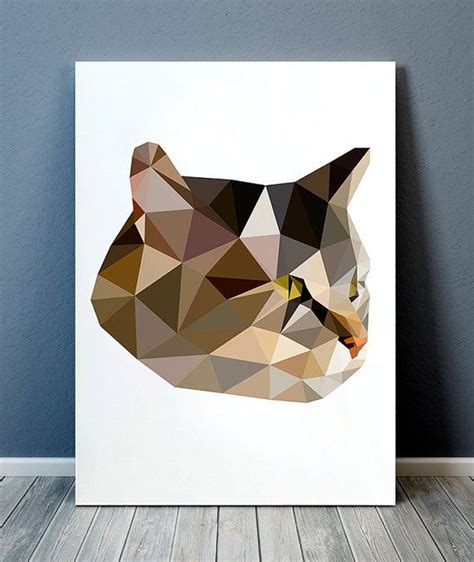 Geometric Print Cat Poster Animal Print Pet Art от Animalgeometry Cat