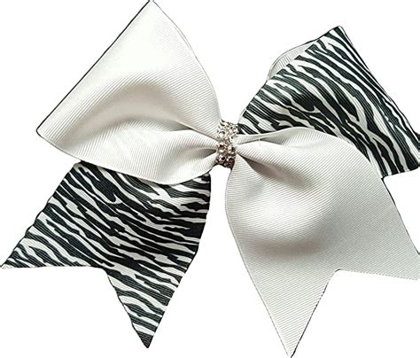 Amazon Com Cheer Bows White Zebra Bling Hair Bow Beauty Personal Care