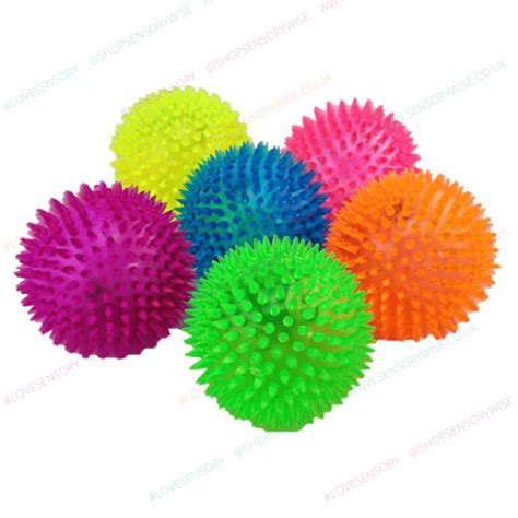 Yellow Flashing Spikey Neon Light Up Ball 10cm Visual Tactile Sensory