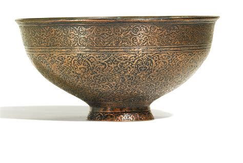 a safavid tinned copper bowl persia 17th century lot copper bowl islamic art eastern art