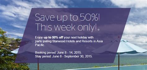 Starwood Red Hot Deal Up To 50 Off For Asia Pacific Hotels And