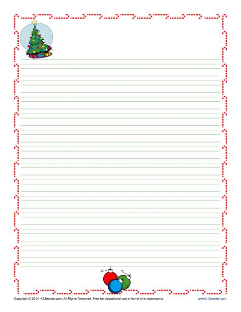 Kostenloses Christmas Lined Writing Paper Template For Kids