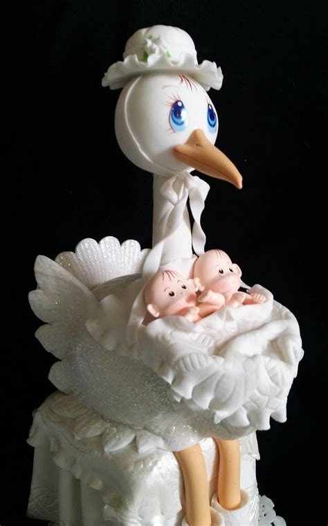 Pink Stork Stork For Cake Blue Stork Baby Shower Cake Etsy