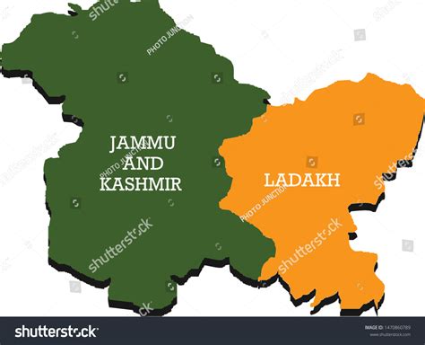 Jammu Kashmir Ladakh Map Union Territories Stock Vektorgrafik Lizenzfrei