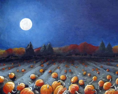 Frosty Harvest Moon Painting By Sharon Marcella Marston Pixels