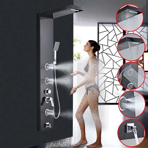 onyzpily shower panel column tower with massage body jets bathroom mixer unit uk · 115 00