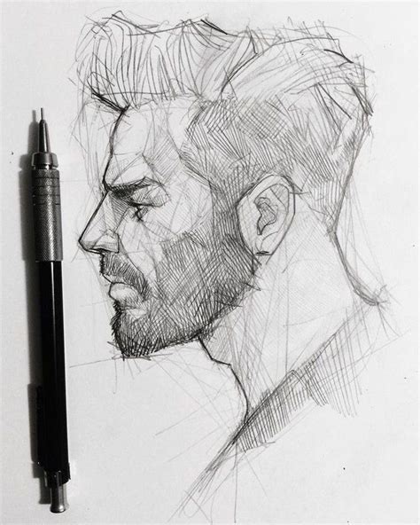 Drawing Sketch Male Men Boy Side Profile Head Портретный рисунок