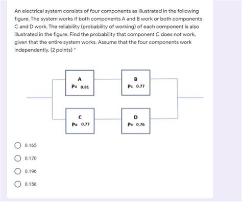 Solved An Electrical System Consists Of Four Components As