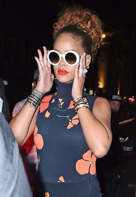 Rihanna Wearing Round Oversized Sunglasses Trending Sunglasses