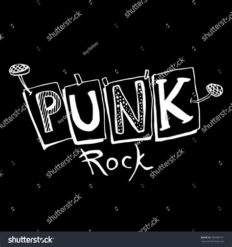 Punk Rock Logographics Inscription Black And White Vector