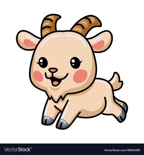 Cute Baby Goat Cartoon Running Royalty Free Vector Image