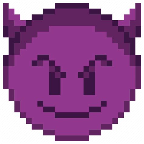 Horns Pixel Art Sticker Emoticon Emoji Devil Cunning Icon