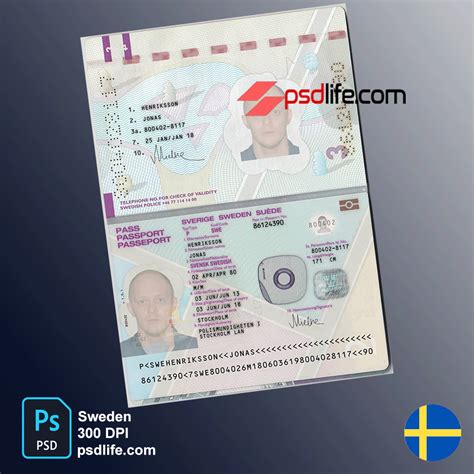 Sweden Fake Passport Psd Template Maker Photoshop Document All Layer