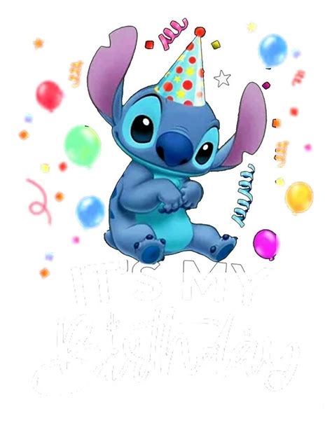 An Image Of A Birthday Card With A Cute Little Stitchy Elephant Holding