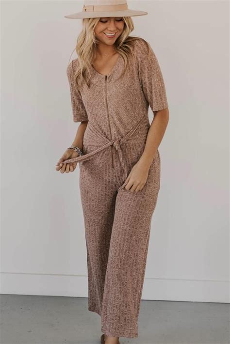 Knit Jumpsuit With Waist Tie ROOLEE Knit Jumpsuit Jumpsuit Comfy