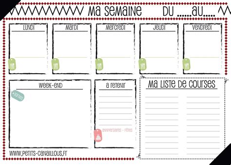 Menus De La Semaine à Imprimer Plannings Vierges Pdf