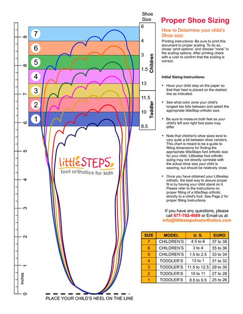 Kids Shoe Size Chart Printable