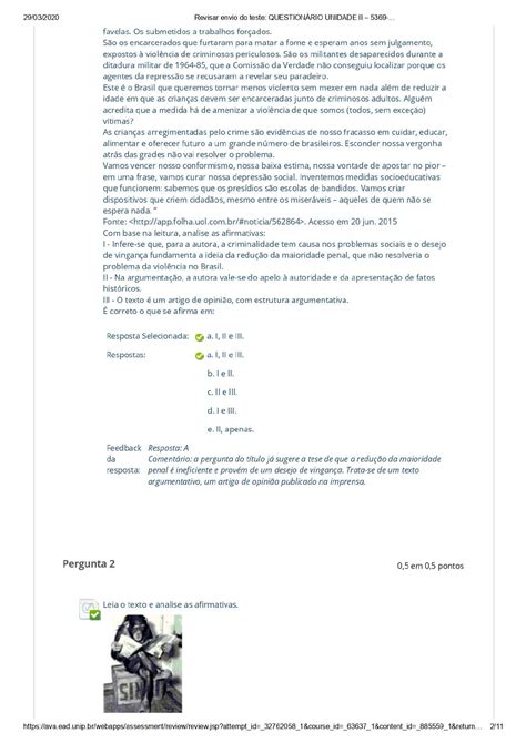 Comunicação e Expressão Questionário II Comunicação e Expressão