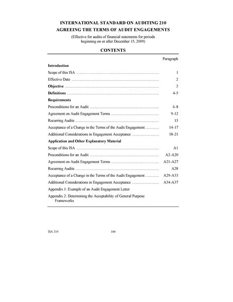 ISA 210 Test 1 INTERNATIONAL STANDARD ON AUDITING 210 AGREEING THE