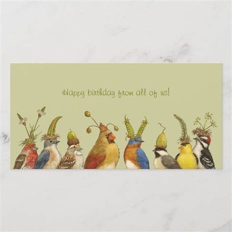 Party Birds On Happy Birthday From All Of Us Card Happy
