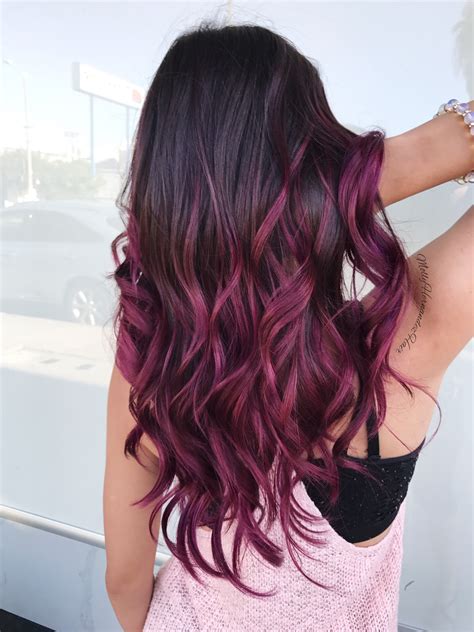 burgundy ombré purple and magenta balayage hair goals hair color purple trendy hair color hair
