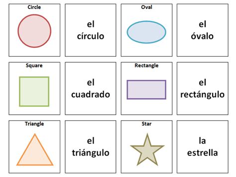 Shapes Spanish Vocabulary Card Sort Teaching Resources