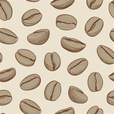 Coffee Seamless Pattern Coffee Beans Hand Drawn Sketch Hot Drink