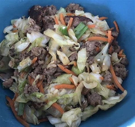Microwave on high until wilted, about 4 minutes; Egg Roll in a Bowl - Pound Dropper | Recipe | Weight ...