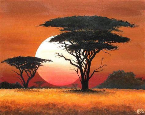 Afrika Afrikanische gemälde Sonnenuntergang malerei Leinwandmalerei