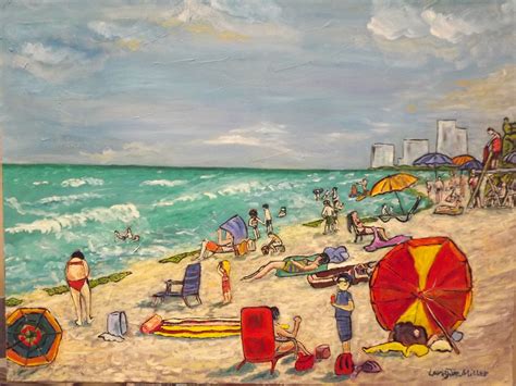 Sunny Day At The Beach 36 X 36 Oil On Canvas Painting Oil On Canvas Art