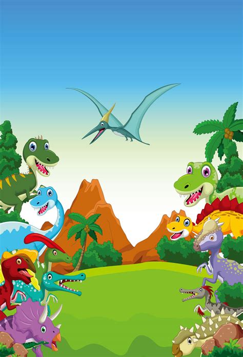 Children Cartoon Photography Backdrops Dinosaur Amusement Park