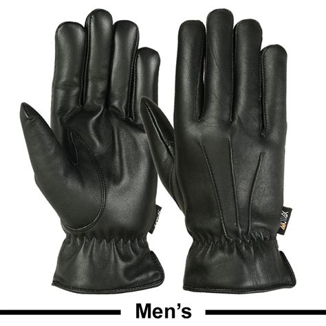 mens warm winter gloves dress gloves thermal lining geniune leather black medium