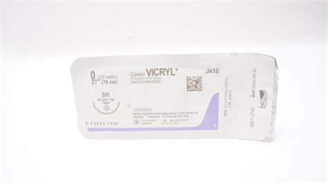 Ethicon J418 0 Coated Vicryl Polyglactin Stre Sh 26mm 12c Taper 27in