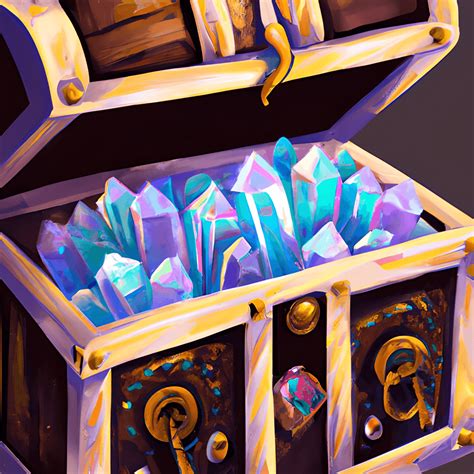 Treasure Chest With Healing Crystals Hyper Realistic And Intricate