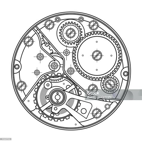 Mechanical Watches With Gears Drawing Of The Internal Device It Can Be