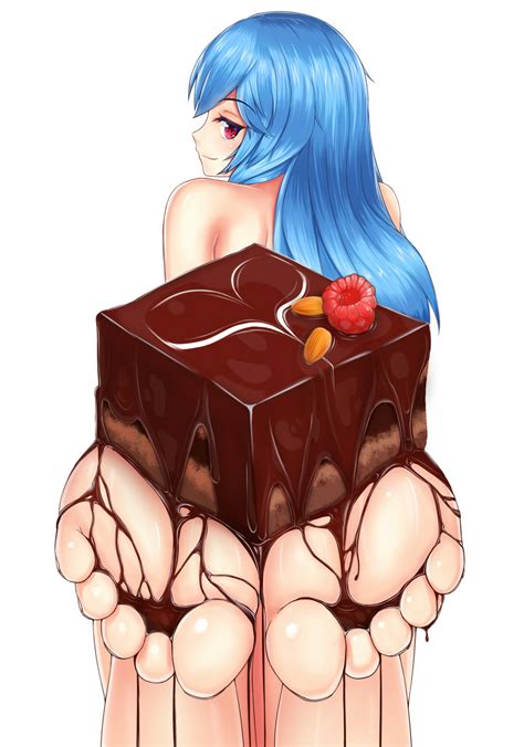 Rule 34 Barefoot Blue Hair Cake Chocolate Damao Yu Feet Female Food Foot Fetish Footjob