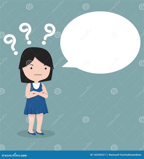 Girl Thinking With Question Mark Stock Vector Illustration Of Lady