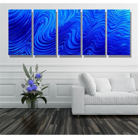 Statements2000 Extra Large Blue Modern Abstract Metal Wall Art Painting