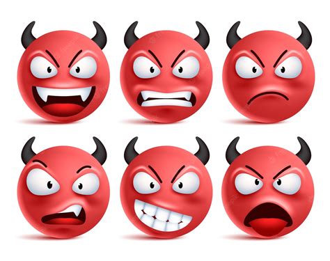 Premium Vector Demon Emoji Vector Set Bad Devil Emojis Face Or Red