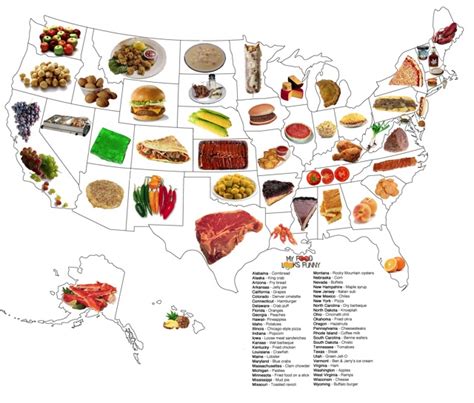 This article takes a look at the latter; US Map Showing The Food Best Representing Each State
