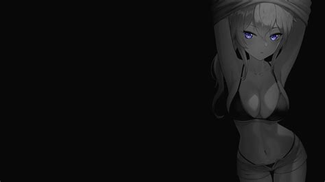 Undressing Black Background Simple Background Dark Background Selective Coloring Anime
