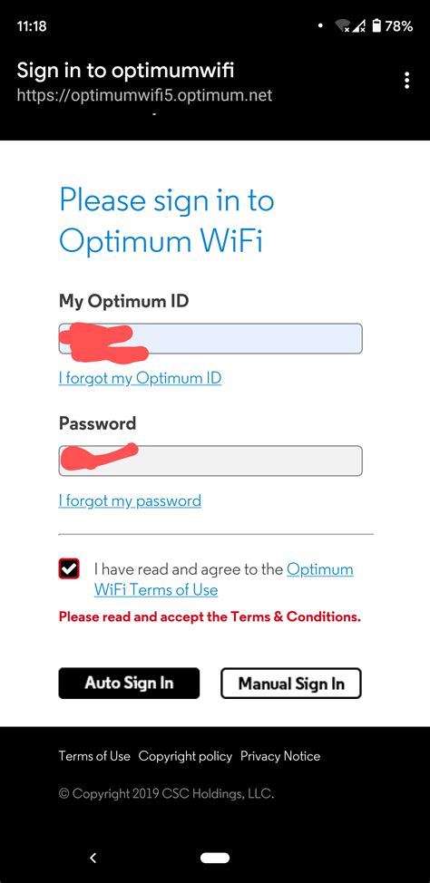 Trying To Log Into Optimum Wifi Hotspots Tells Me To Accept Terms And