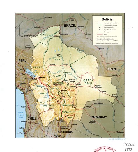 Grande Detallado Mapa Político Y Administrativo De Bolivia Con Relieve