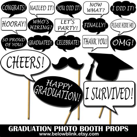 Graduation Photo Props Printable Photo Booth Props Speech