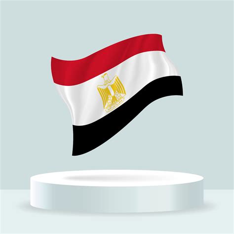 Egyptian Flag 3d Rendering Of The Flag Displayed On The Stand Waving