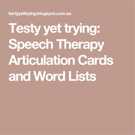 Testy Yet Trying Speech Therapy Articulation Cards And Word Lists