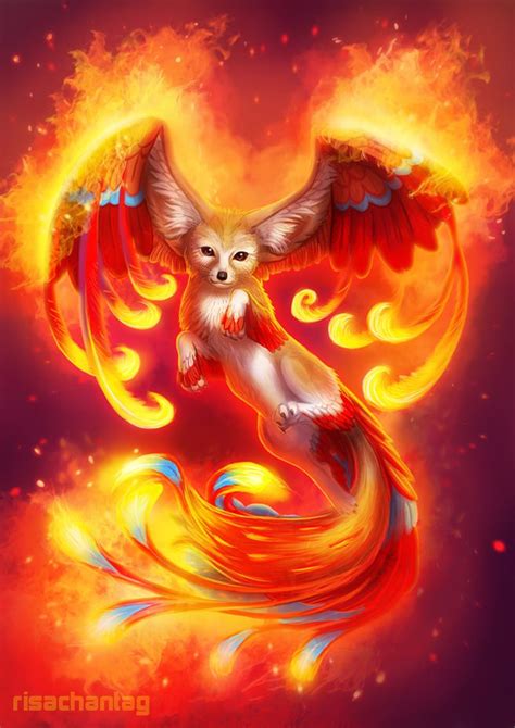 Phoenix Fox By Risachantag On Deviantart Cute Fantasy Creatures