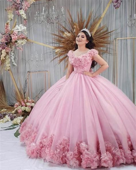 Pink Princess Quinceanera Dress 2021 V Neck Cap Sleeve Flowers Sequins