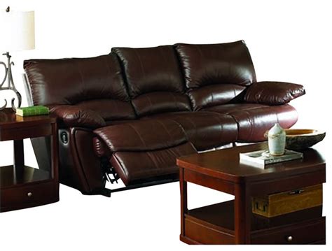 Coaster Clifford Double Reclining Sofa In Brown Leather Match