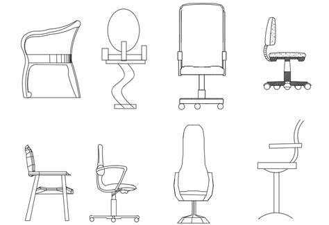 Dwg Autocad 2d Drawing Having The Details Of Different Styles Of Chair